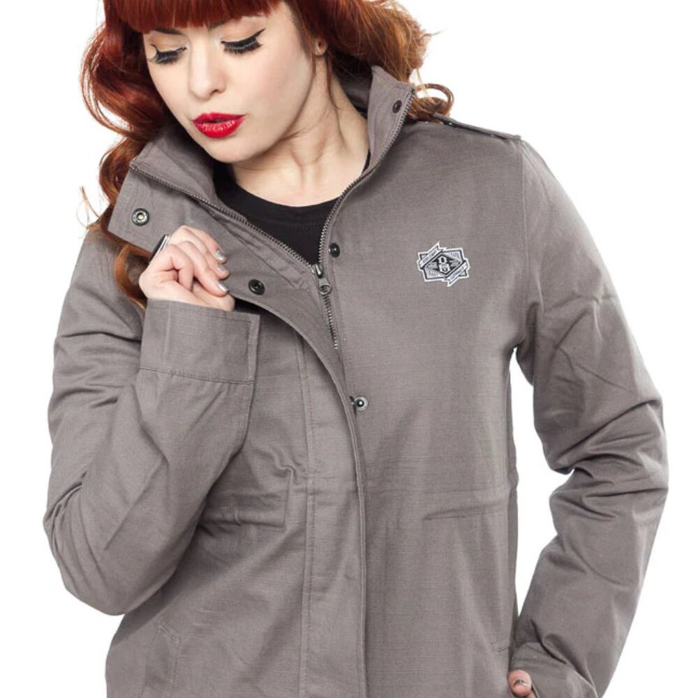 Sourpuss Clothing Rebel 8 Grey Utility Jacket
